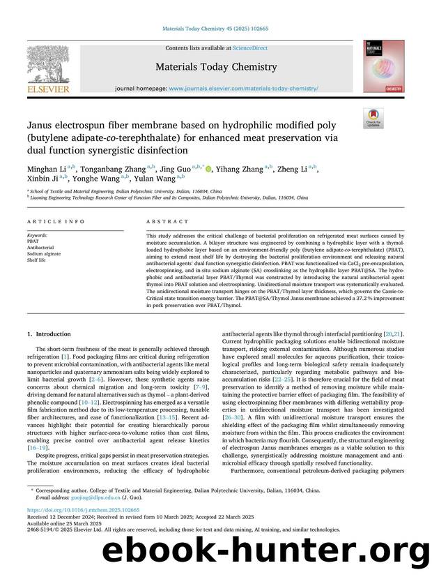 Janus electrospun fiber membrane based on hydrophilic modified poly (butylene adipate -co- terephthalate) for enhanced meat preservation via dual function synergistic disinfection by unknow