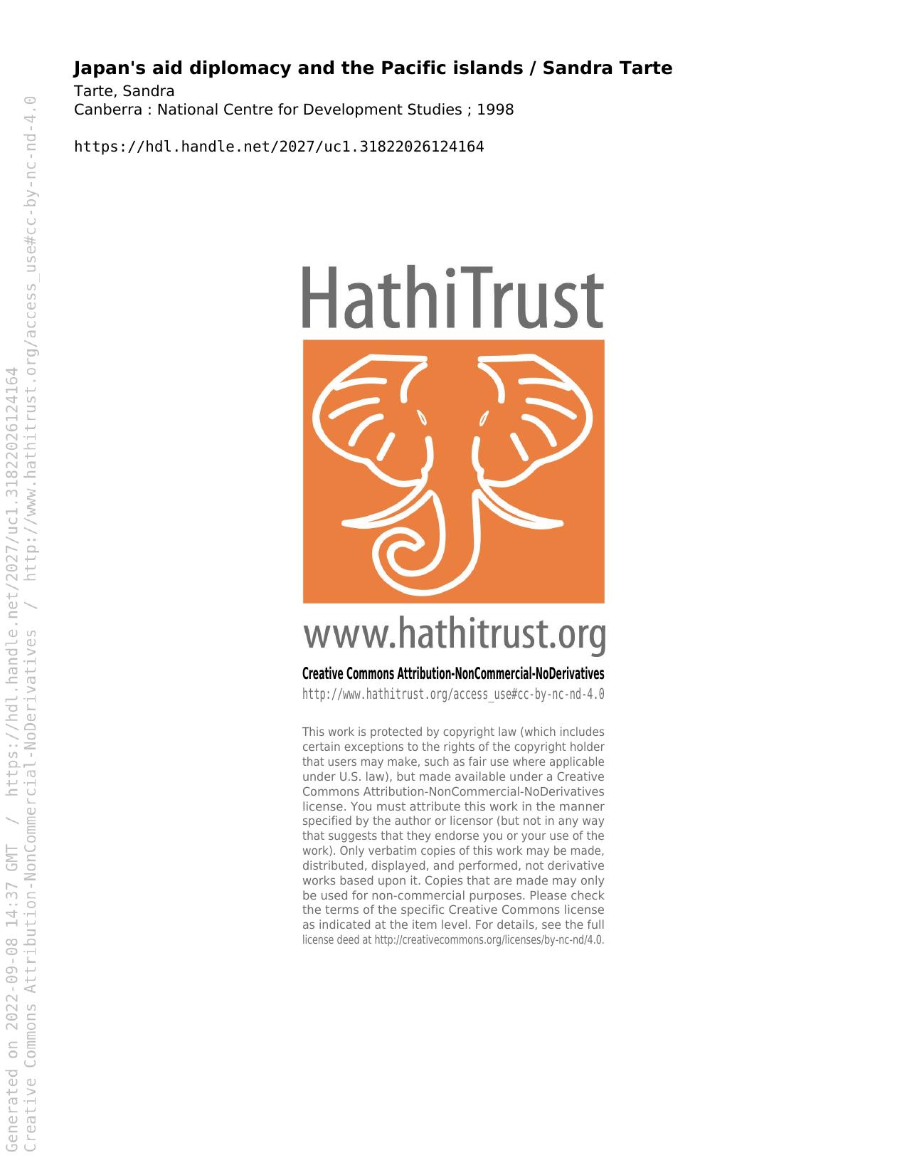 Japan's Aid Diplomacy and the Pacific Islands by Sandra Tarte