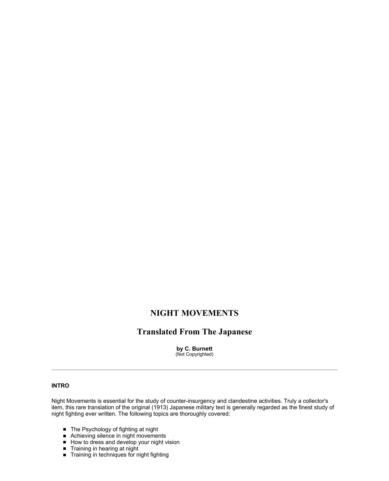 Japanese Army Manual Nightmovements by Unknown