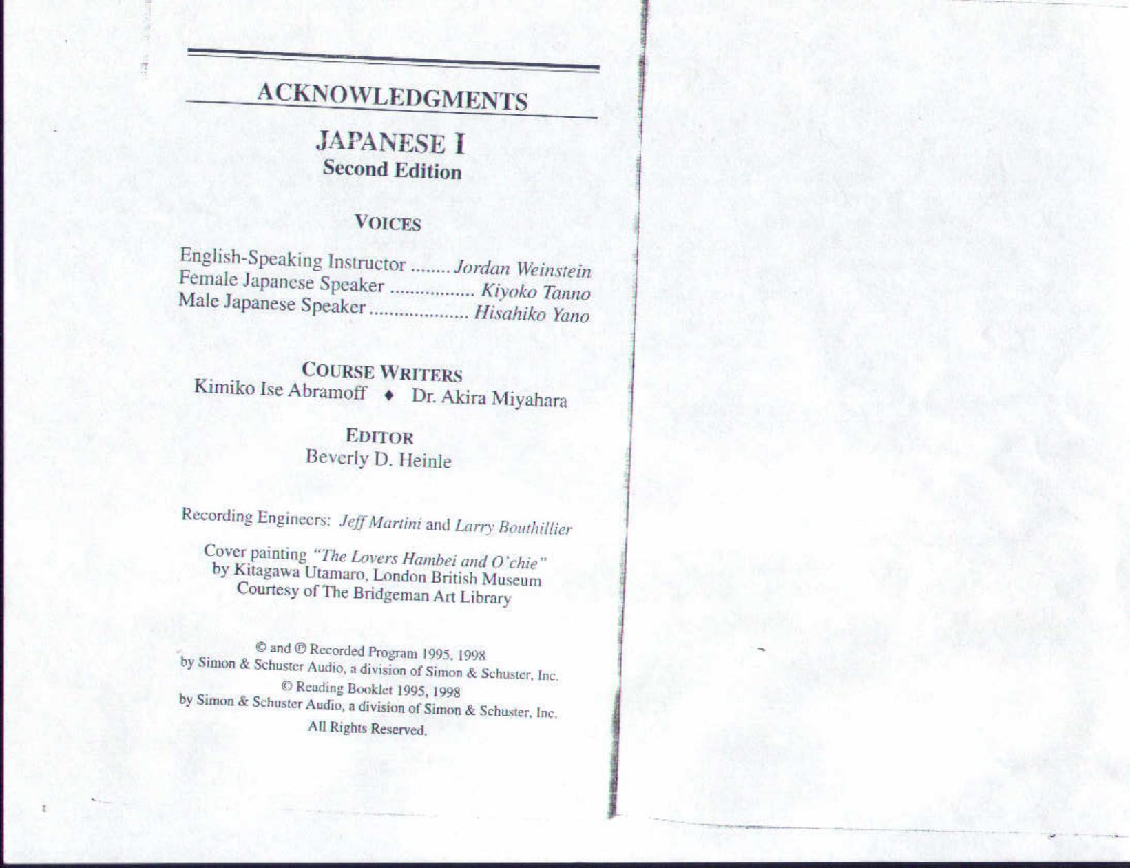 Japanese I by Reading Booklet