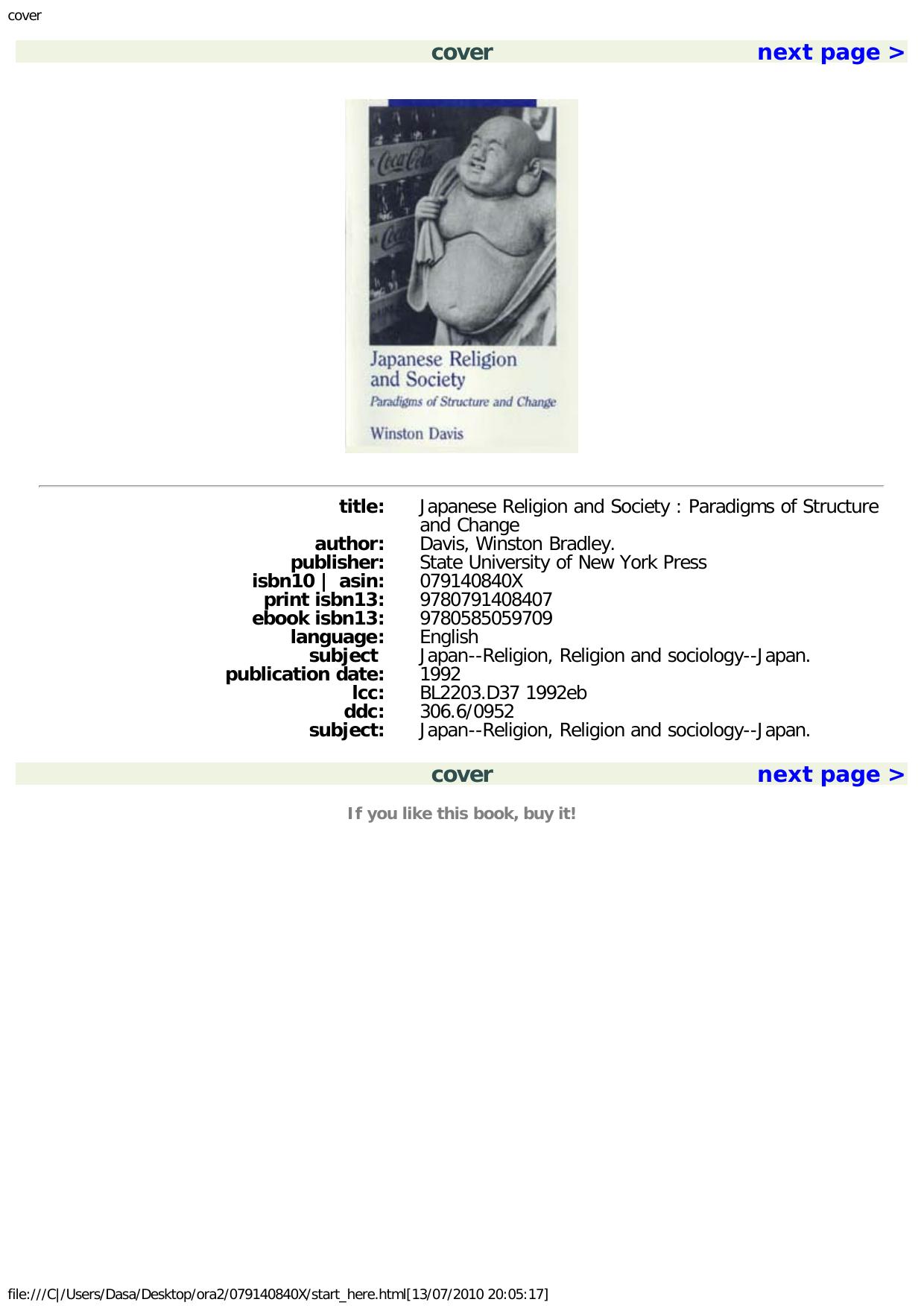 Japanese Religion and Society by Winston Davis