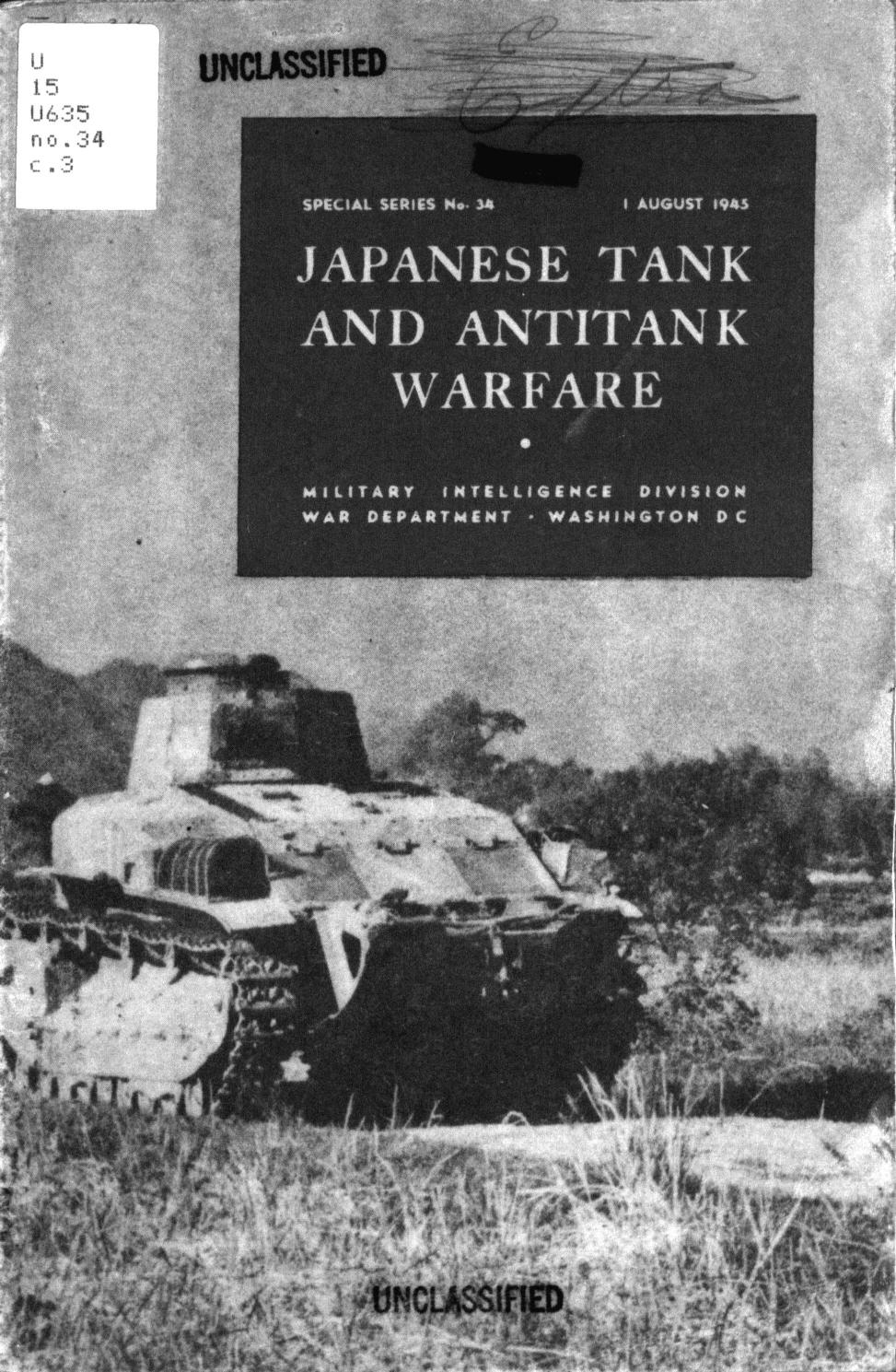 Japanese tank and antitank warfare by United States. War Dept. Military Intelligence Division