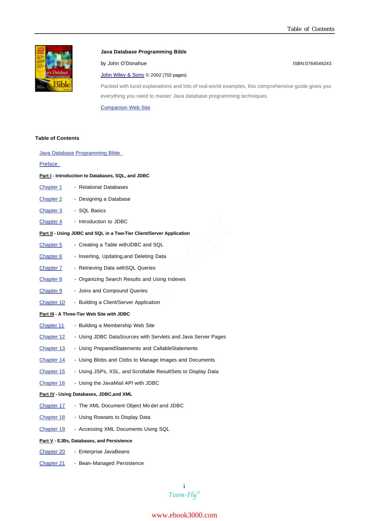 Java Database Bible by Unknow