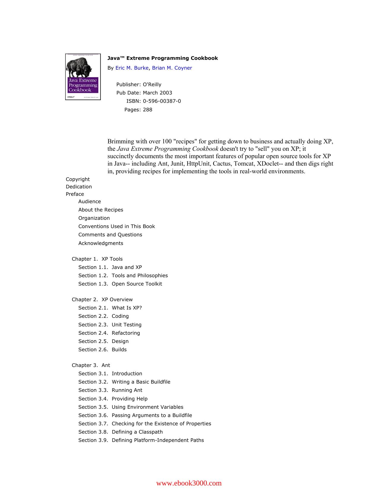 Java Extreme Programming Cookbook by Unknow