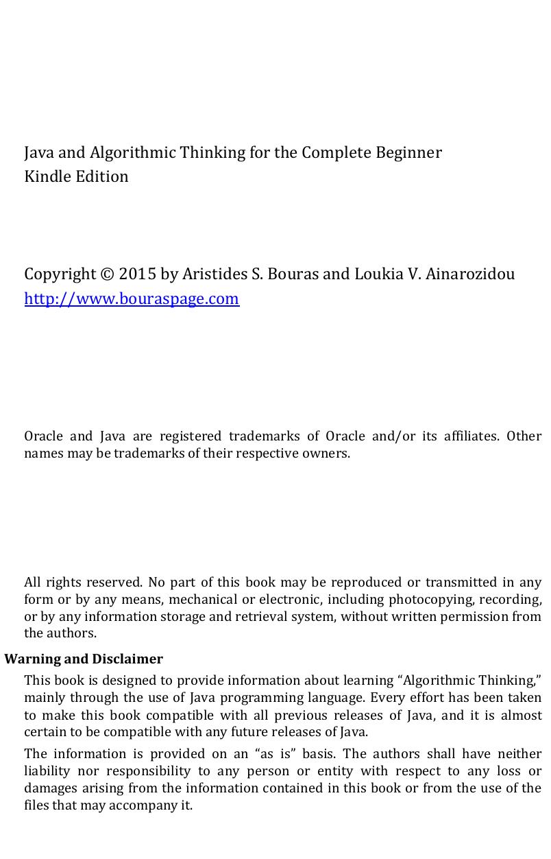 Java and Algorithmic Thinking for the Complete Beginner: Learn to Think Like a Programmer by root
