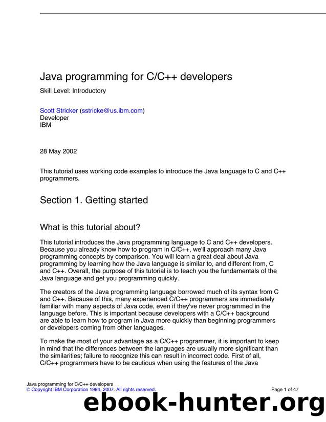 Java programming for C-CPP developers by Unknown