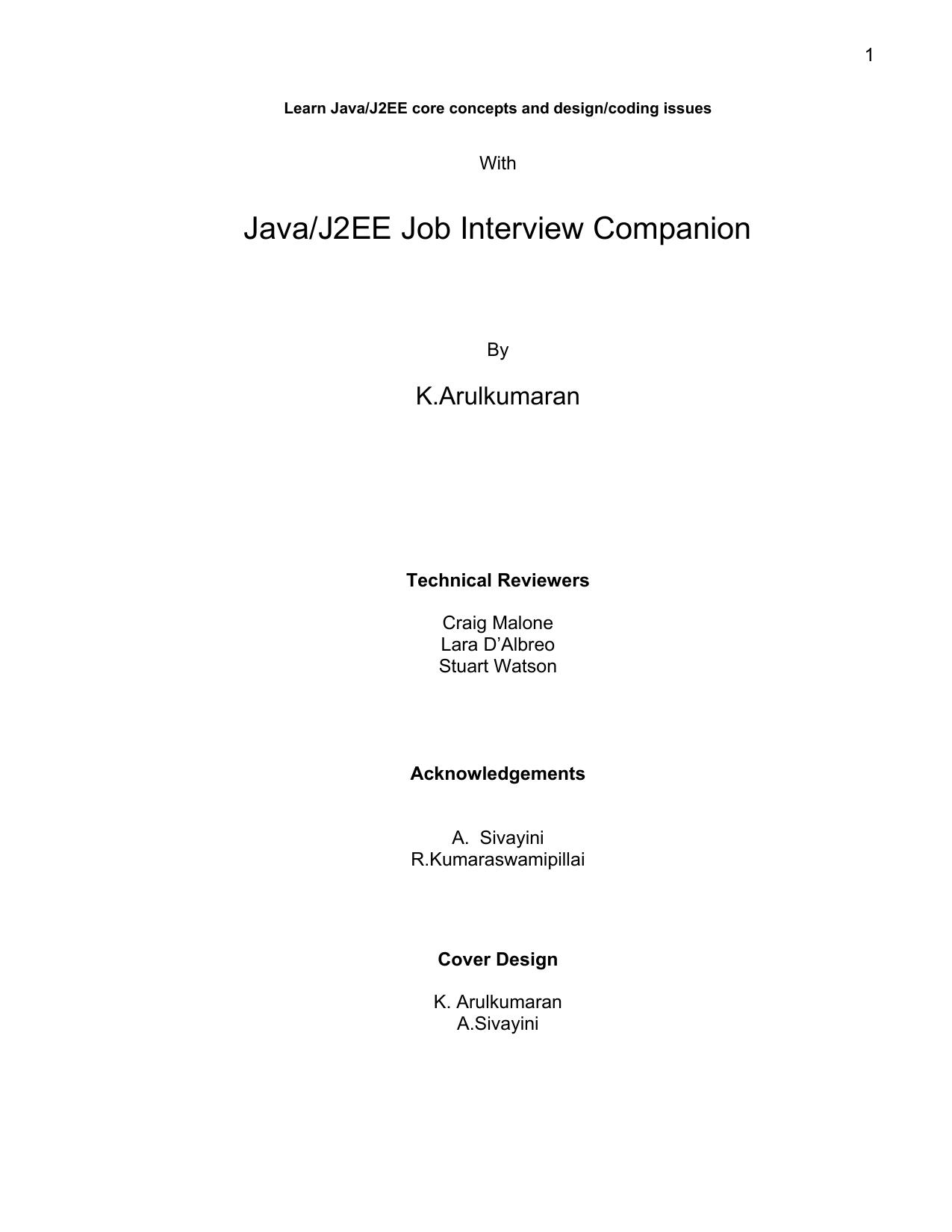 Java/J2EE Job Interview Companion by Unknow