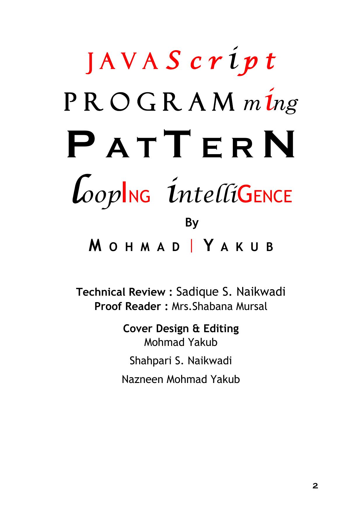 JavaScript Programming Pattern: Looping intelligence by Unknow