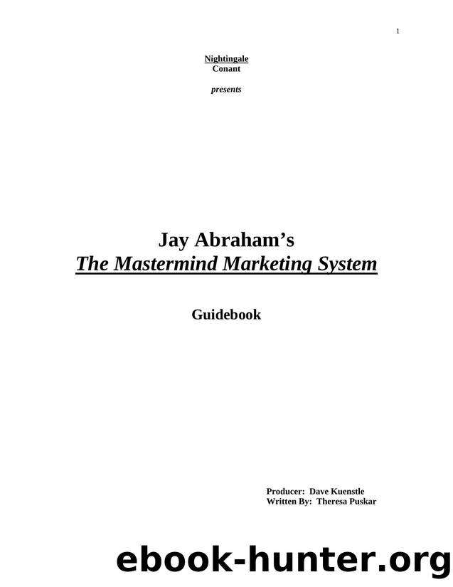Jay Abraham's The Mastermind Marketing System Guidebook by Unknown