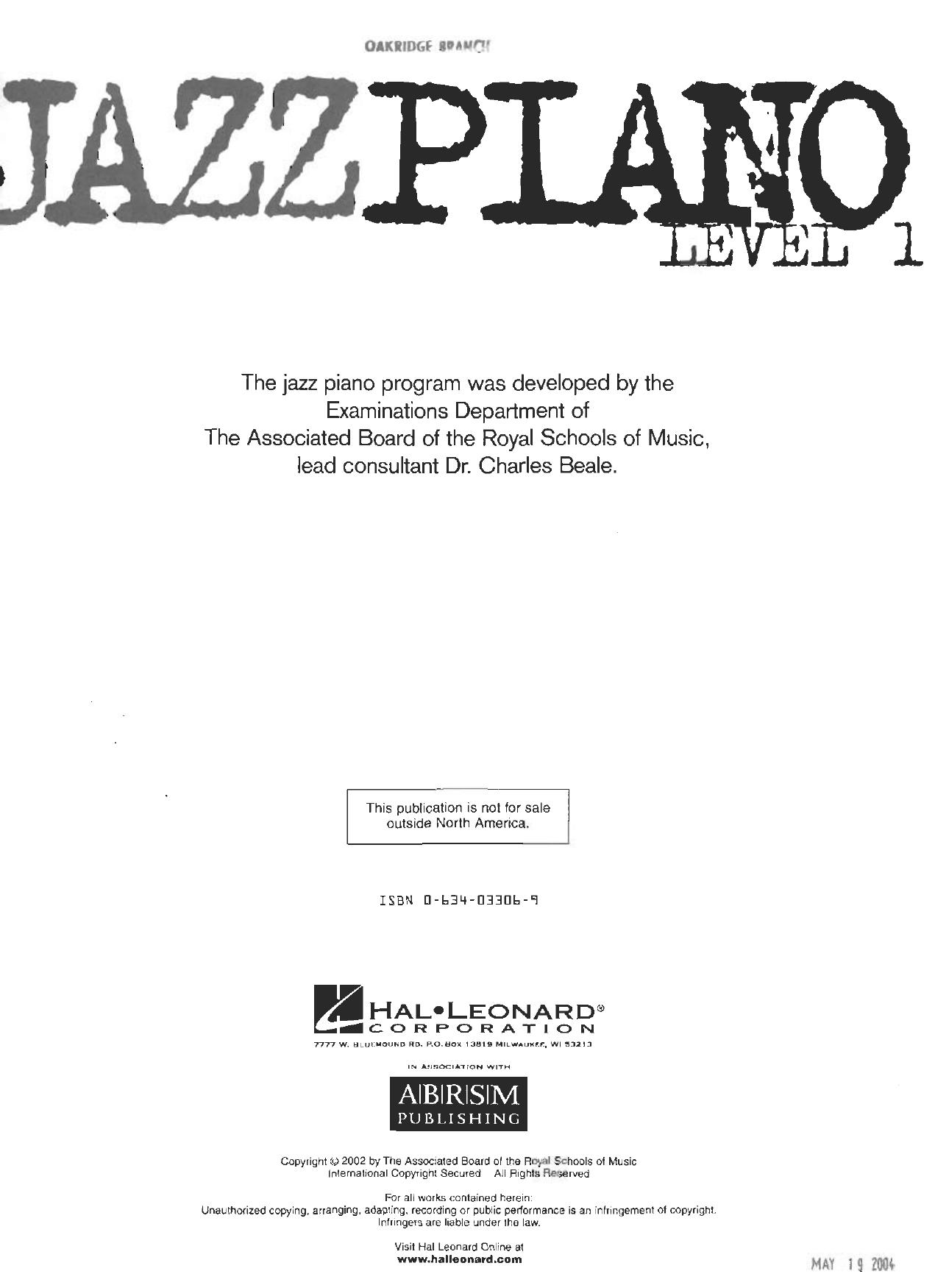 Jazz Piano - Level 1: The Complete Method Level 1 by Hal Leonard Corp