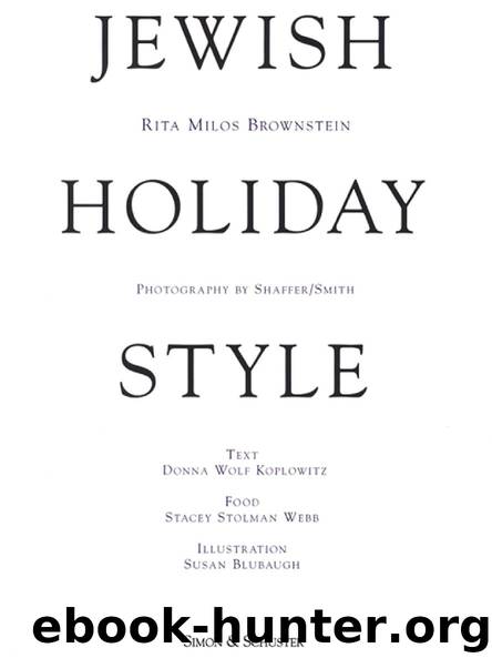 Jewish Holiday Style by RITA MILOS BROWNSTEIN