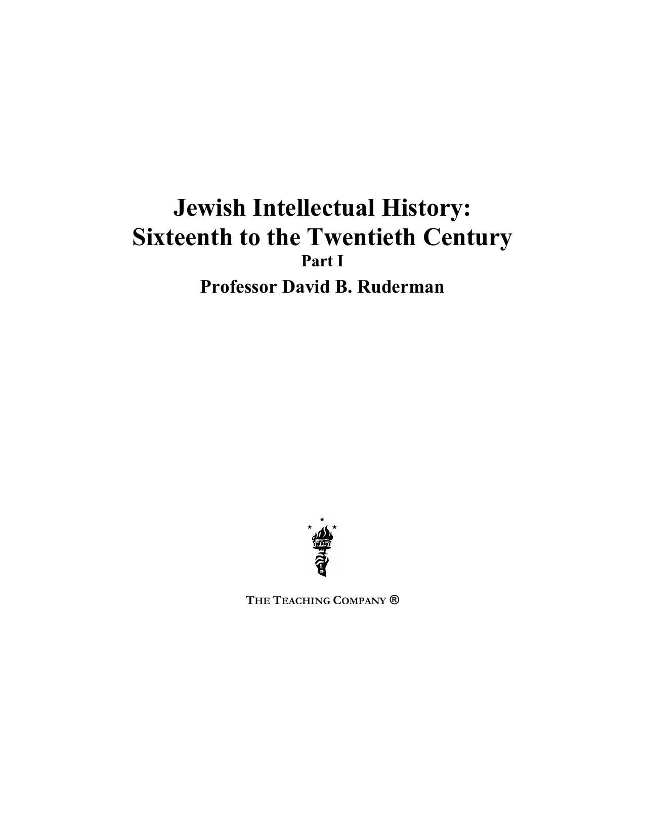 Jewish intellectual history : 16th to 20th century by Ruderman David B