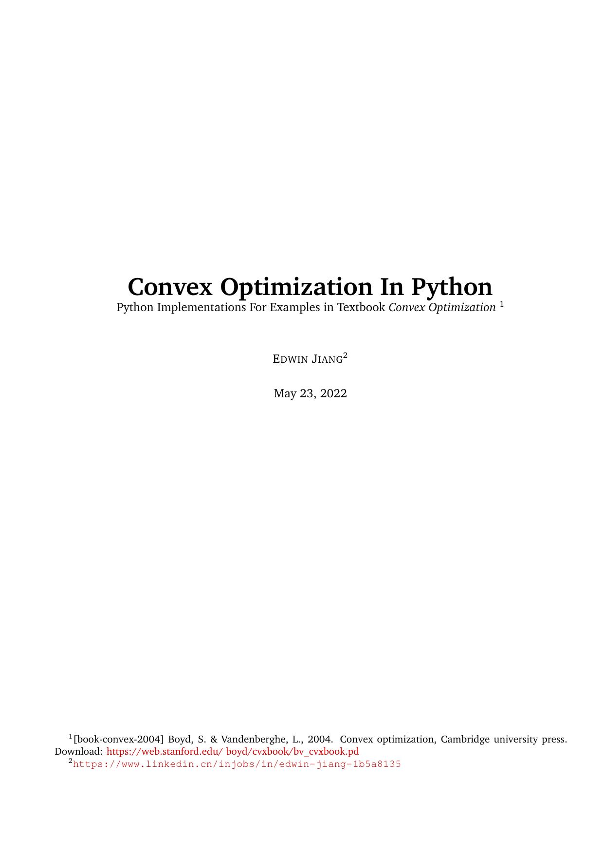 Jiang E. Convex Optimization In Python...2022 by Unknown