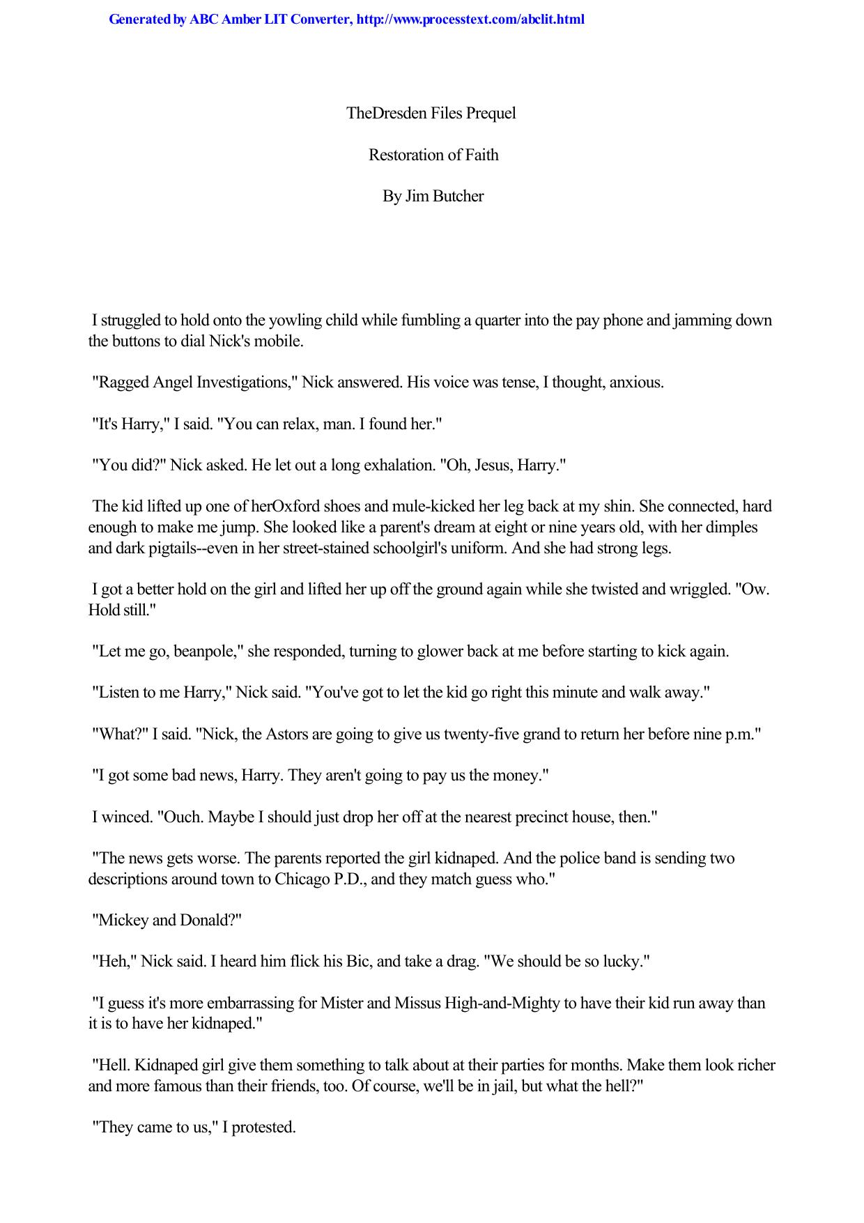 Jim Butcher - The Dresden Files 00 by Restoration of Faith