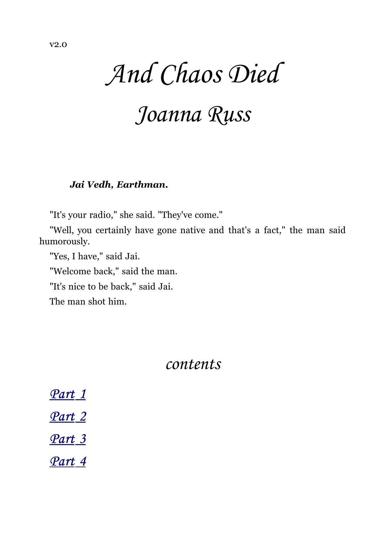 Joanna Russ by And Chaos Died