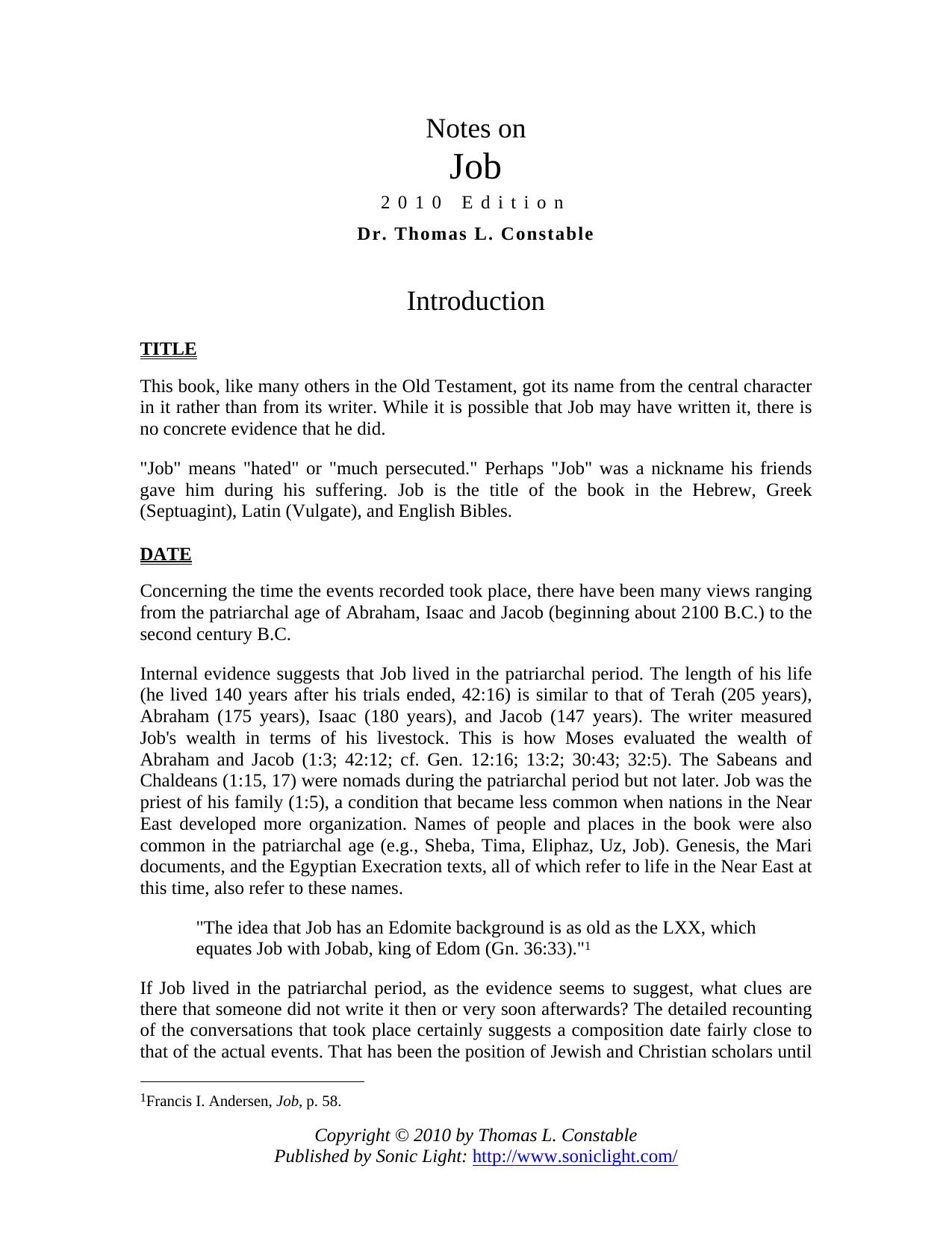 Job by Dr. Thomas L. Constable