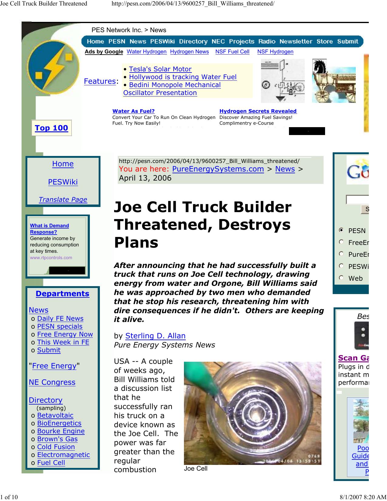Joe Cell Truck Builder Threatened by Ozzie