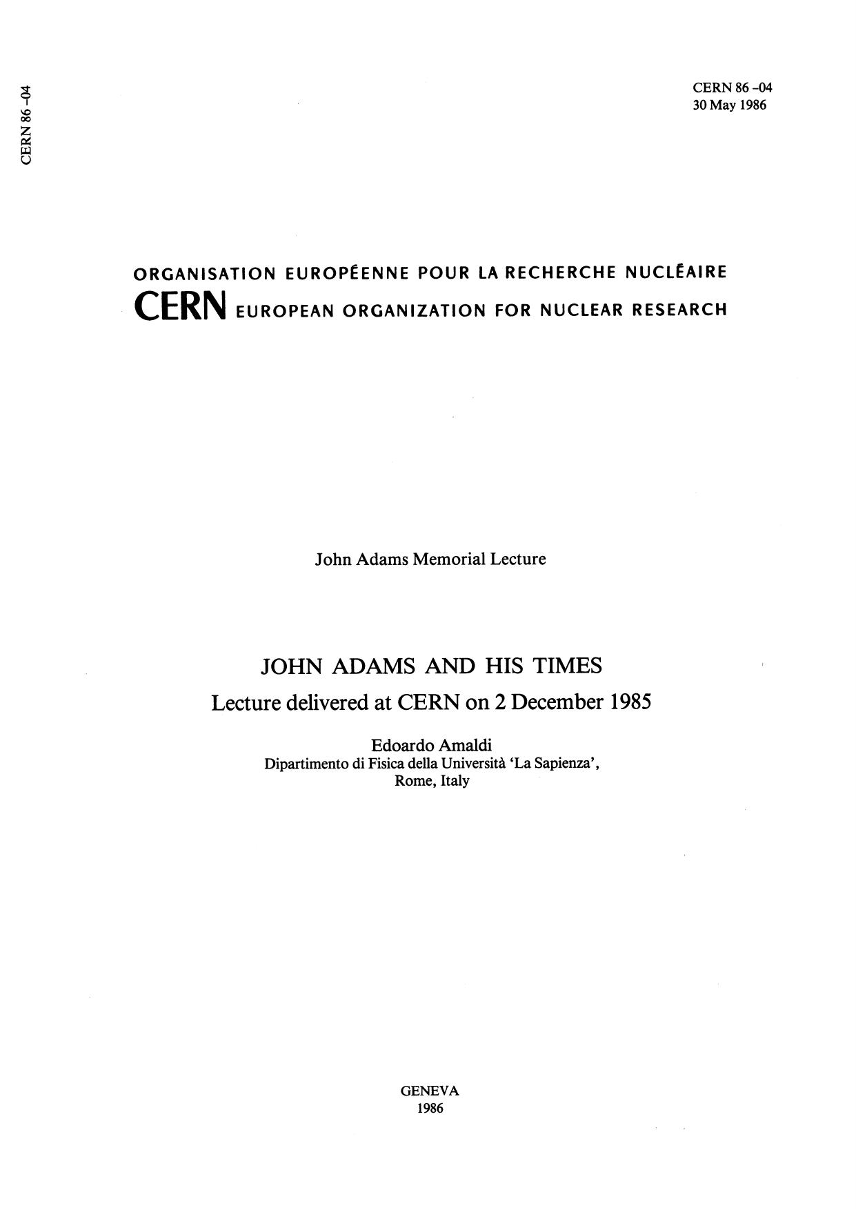 John Adams memorial lecture by CERN Accelerator School