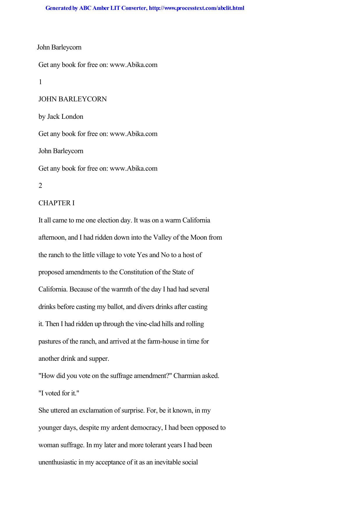 John Barleycorn: Alcoholic Memoirs by Jack London