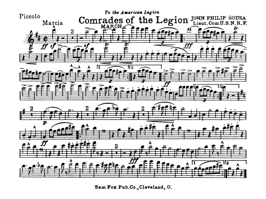 John Philip Sousa by Comrades of the Legion. Complete Parts (1920)