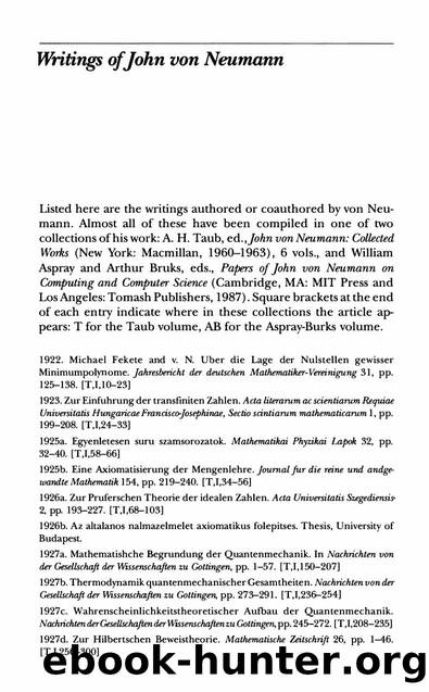 John Von Neumann and the Origins of Modern Computing: Bibliography [excerpt] by William Aspray