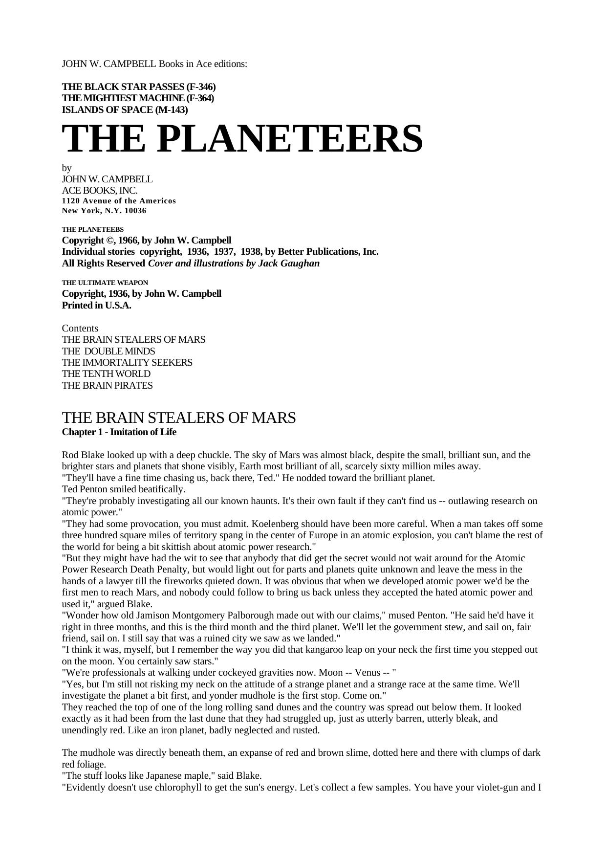 John W. Campbell - The Planeteers by SS Collection