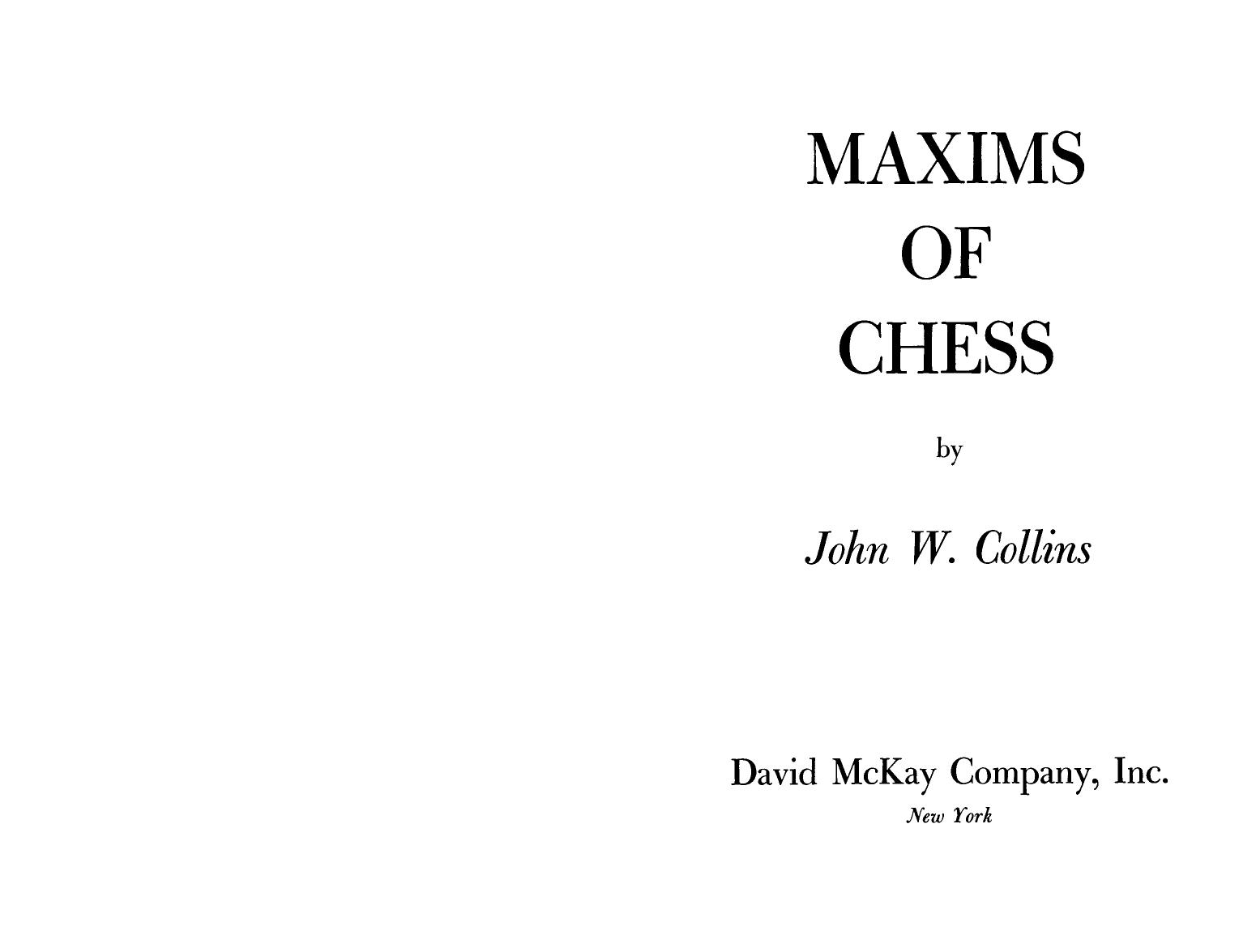 John W. Collins by Maxims of Chess