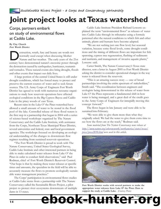 Joint Project Looks at Texas Watershed by U.S. Army Corps of Engineers The Corps Environment & - & Clay Church Fort Worth District