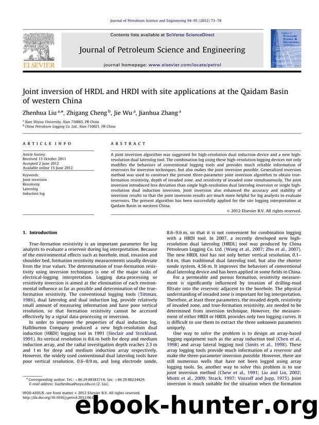 Joint inversion of HRDL and HRDI with site applications at the Qaidam Basin of western China by Zhenhua Liu & Zhigang Cheng & Jie Wu & Jianhua Zhang