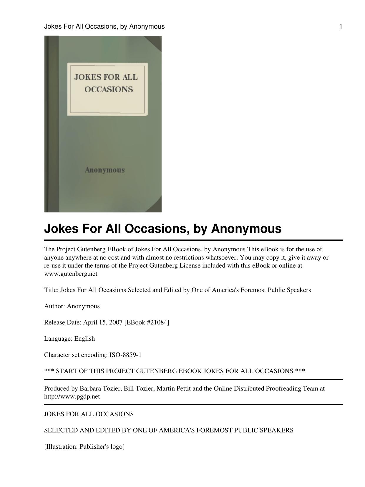 Jokes for All Occasions by Anonymous
