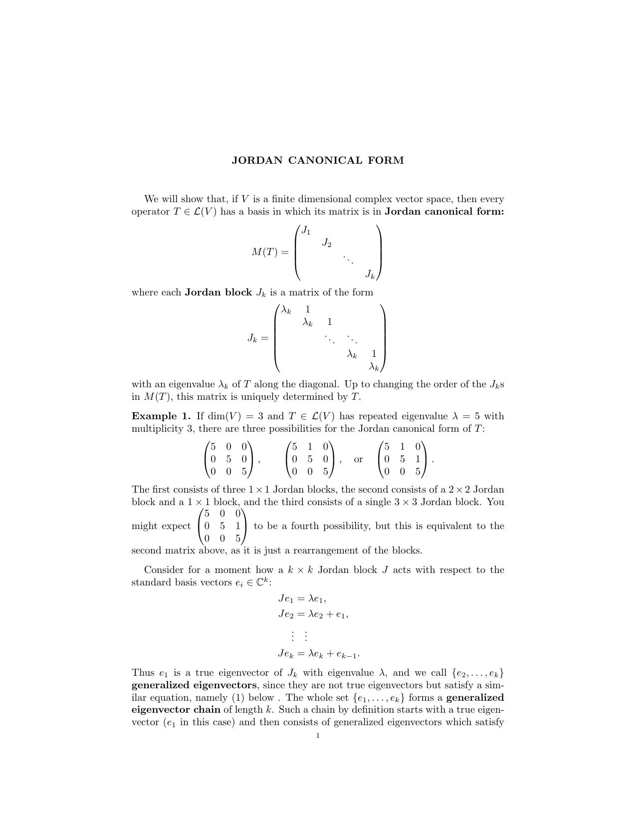 Jordan canonical form by Chris Kottke