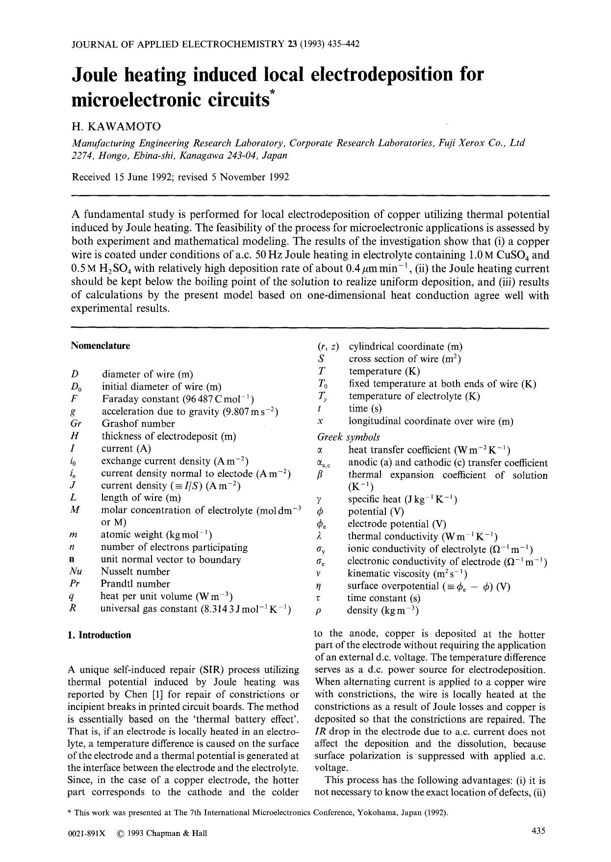 Joule heating induced local electrodeposition for microelectronic circuits by Unknown