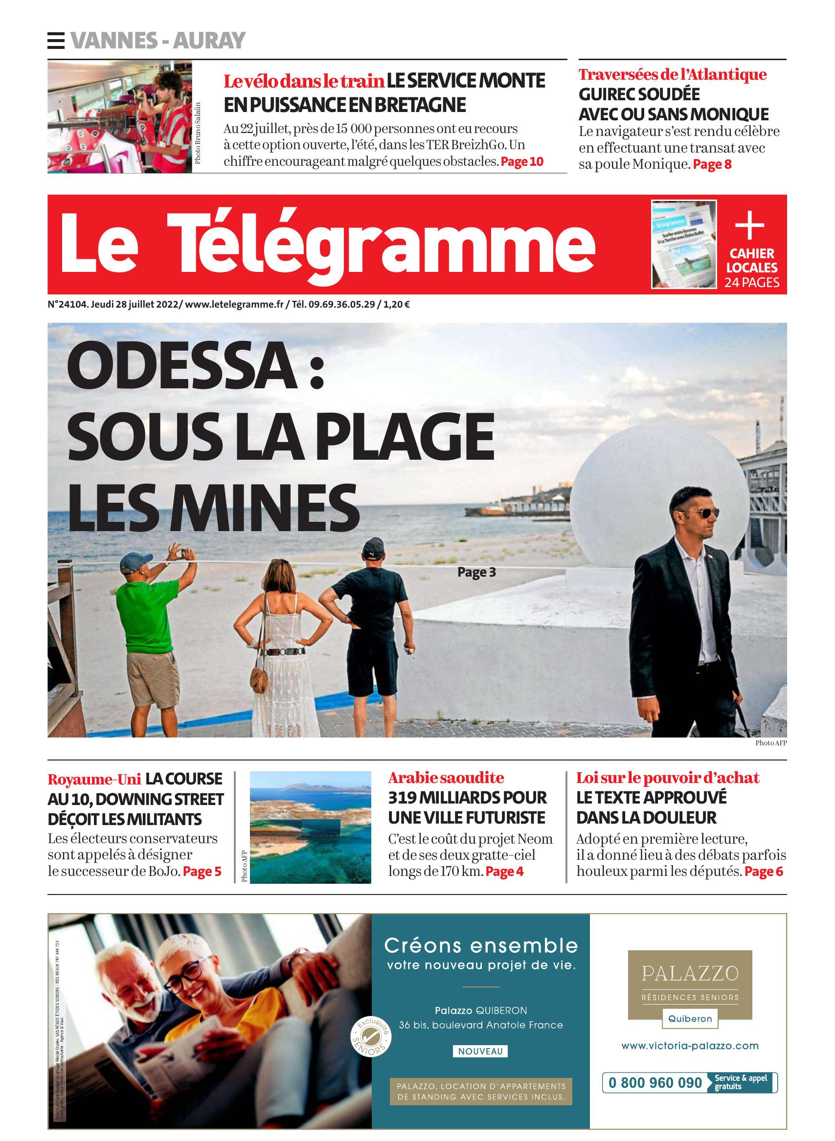 Journal LE TELEGRAMME Auray-Vannes 28-07-2022 by Unknown