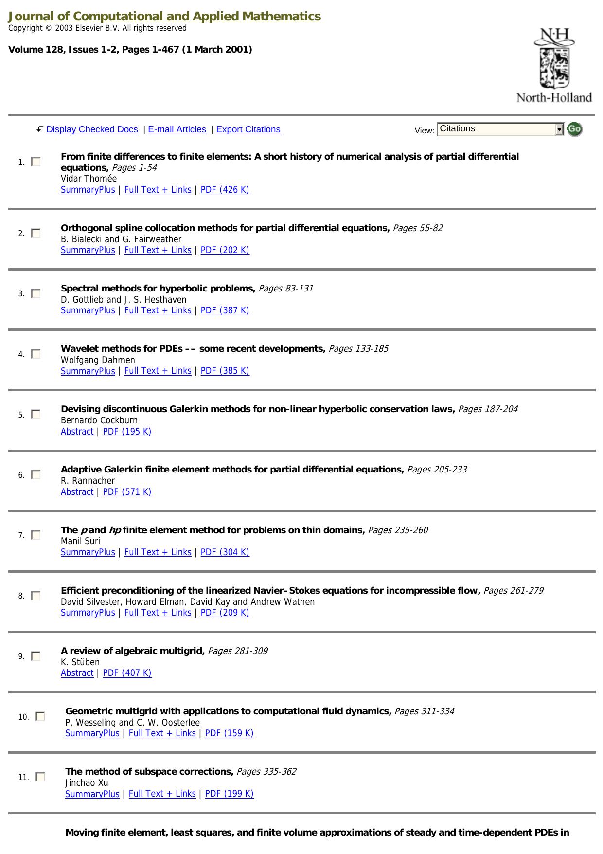 Journal of Computational and Applied Mathematics (Vol. 128, Issues 1-2) (2001)(en)(467s) by Unknown