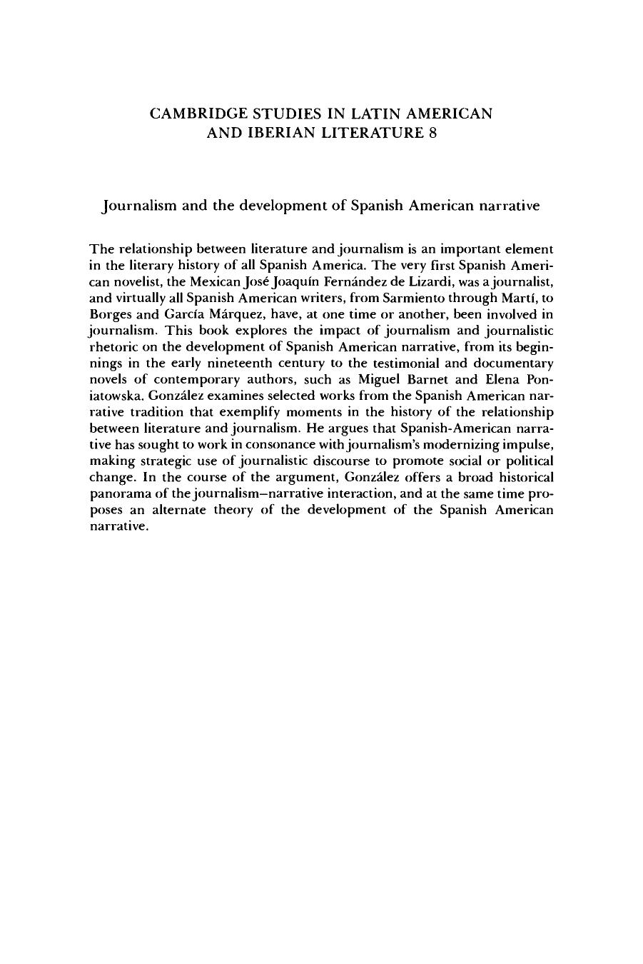 Journalism and the Development of Spanish American Narrative by Aníbal González