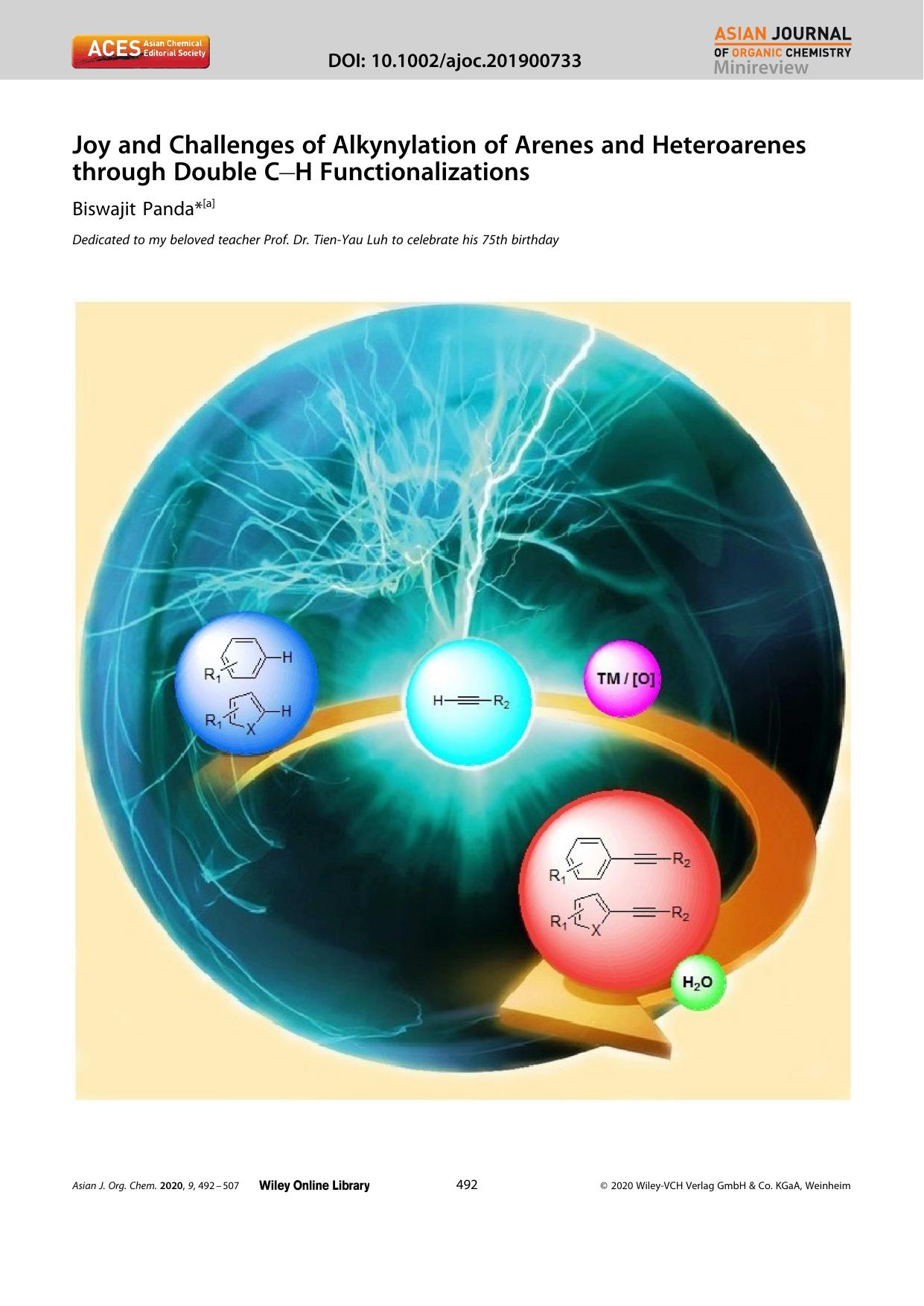 Joy and Challenges of Alkynylation of Arenes and Heteroarenes through Double CâH Functionalizations by Unknown