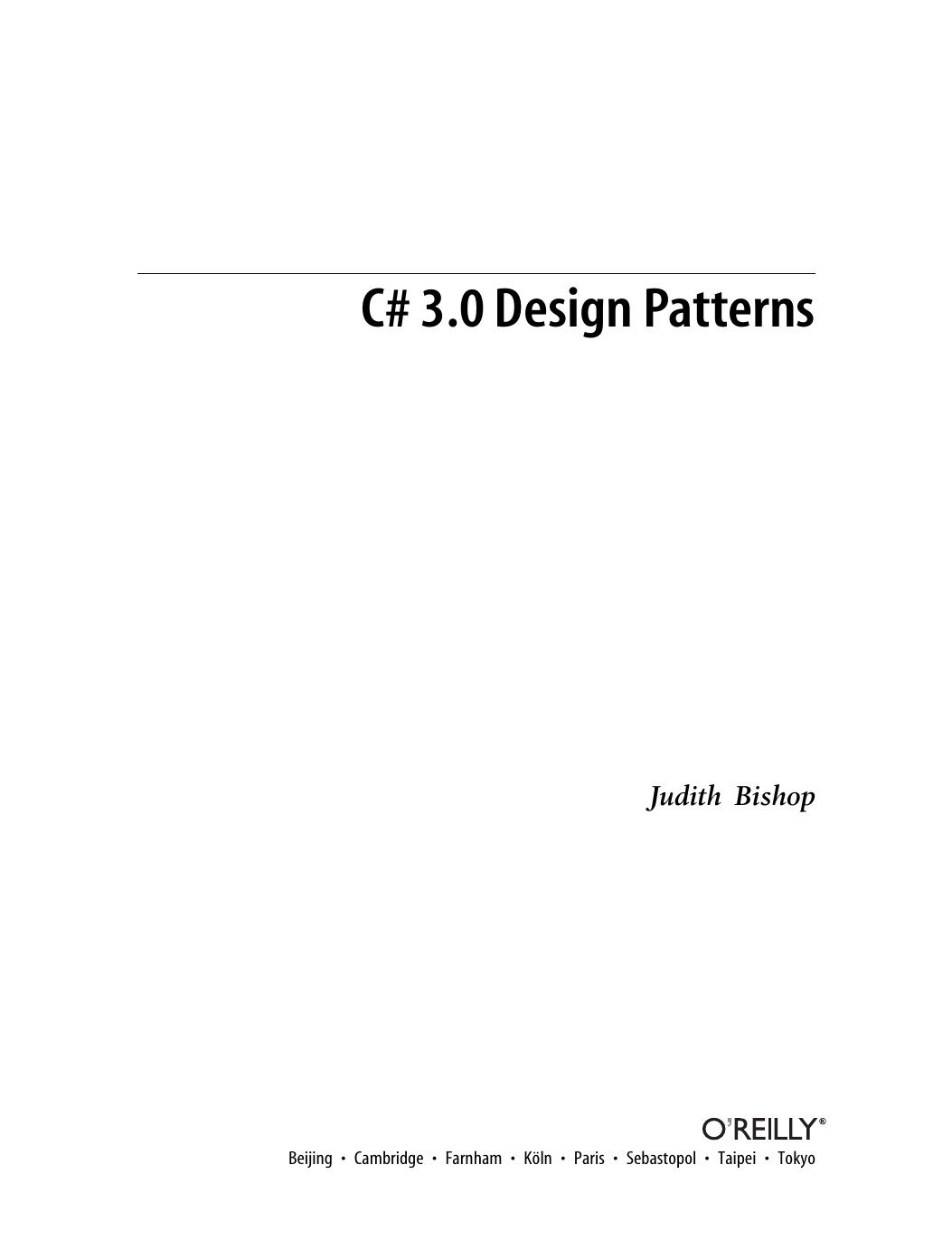 Judith Bishop Câ¯ 3.0 design patterns by Unknown