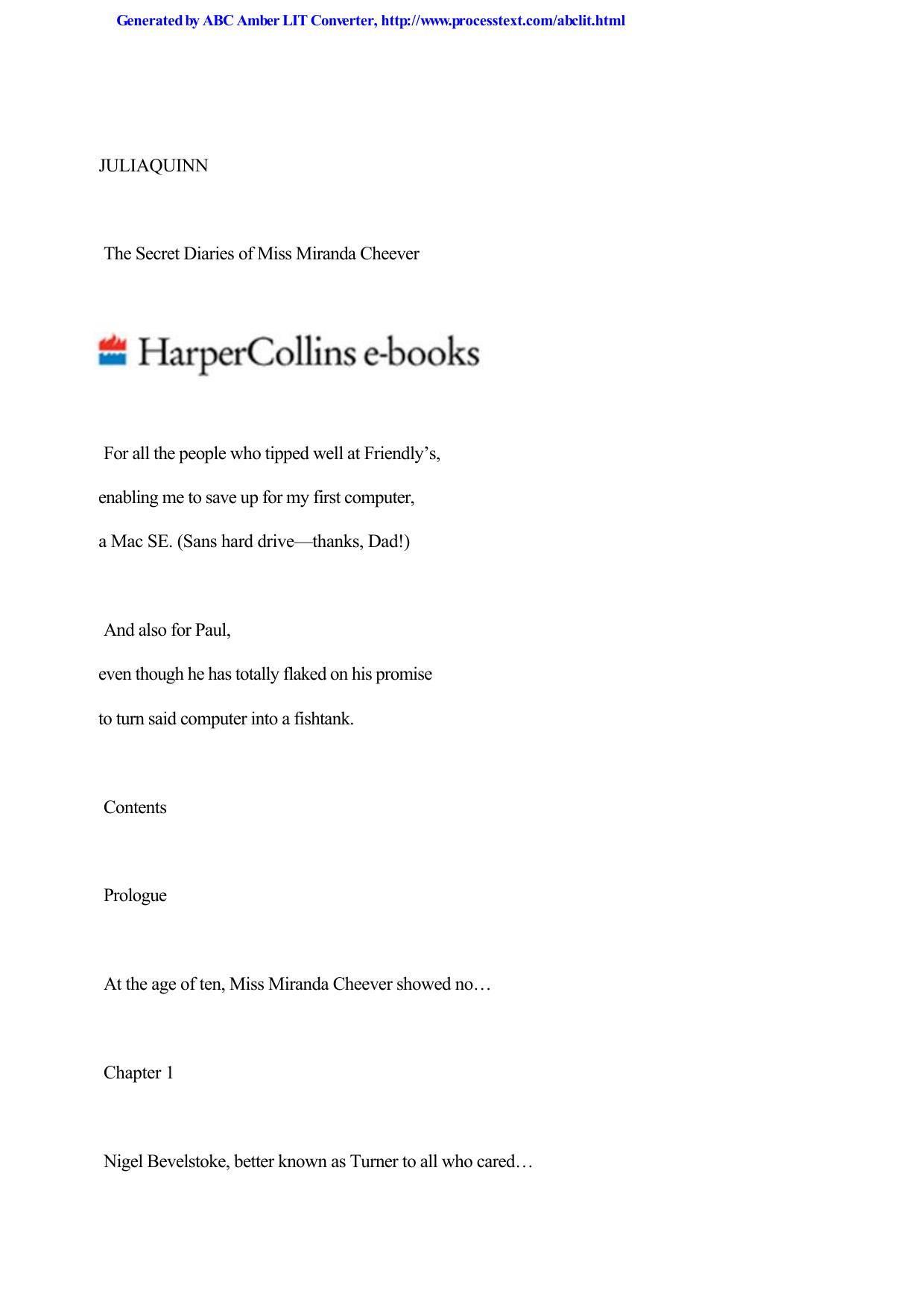 Julia Quinn by The Secret Diaries Of Miss Miranda Cheever