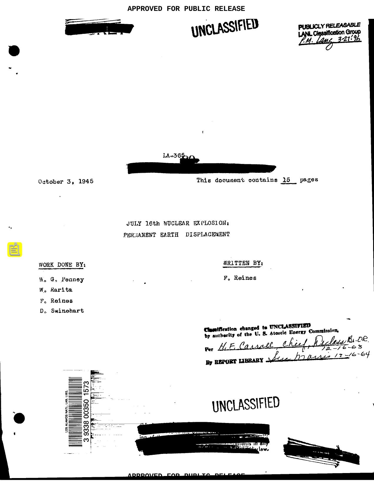 July 16th nuclear explosion : permanent earth displacement None by LANL Research Library LWW Project