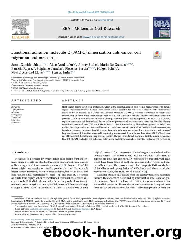 Junctional adhesion molecule C (JAM-C) dimerization aids cancer cell migration and metastasis by unknow