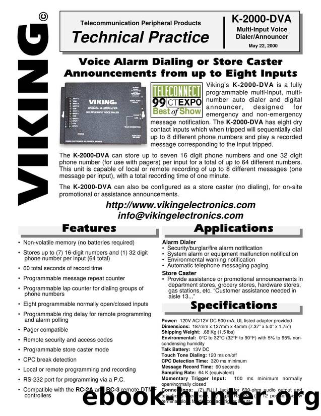 K-2000-DVA Technical Practice by Viking Electronics Inc