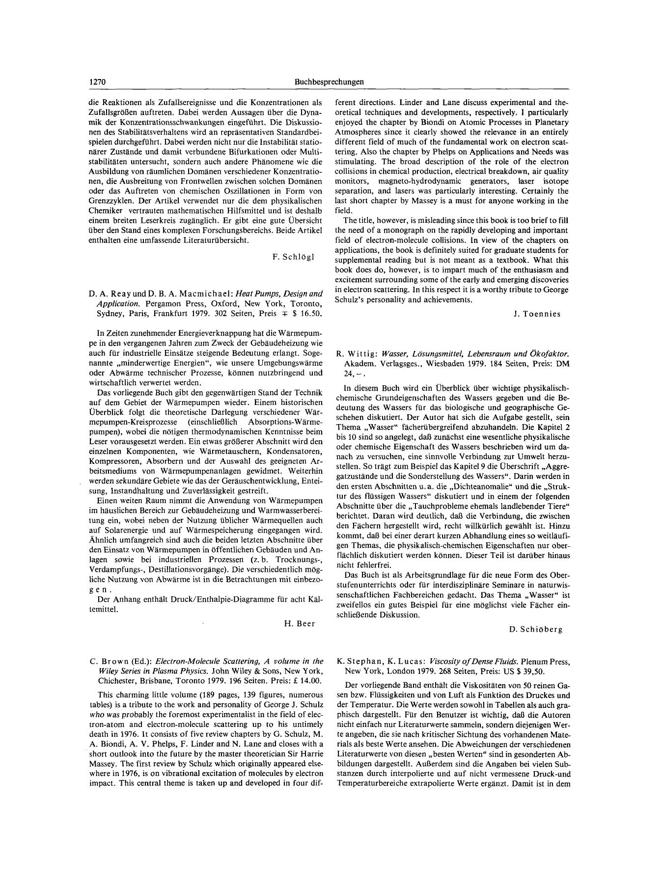 K. Stephan, K. Lucas: Viscosity of Dense Fluids. Plenum Press, New York, London 1979. 268 Seiten, Preis: US [dollar] 39, 50. by Unknown