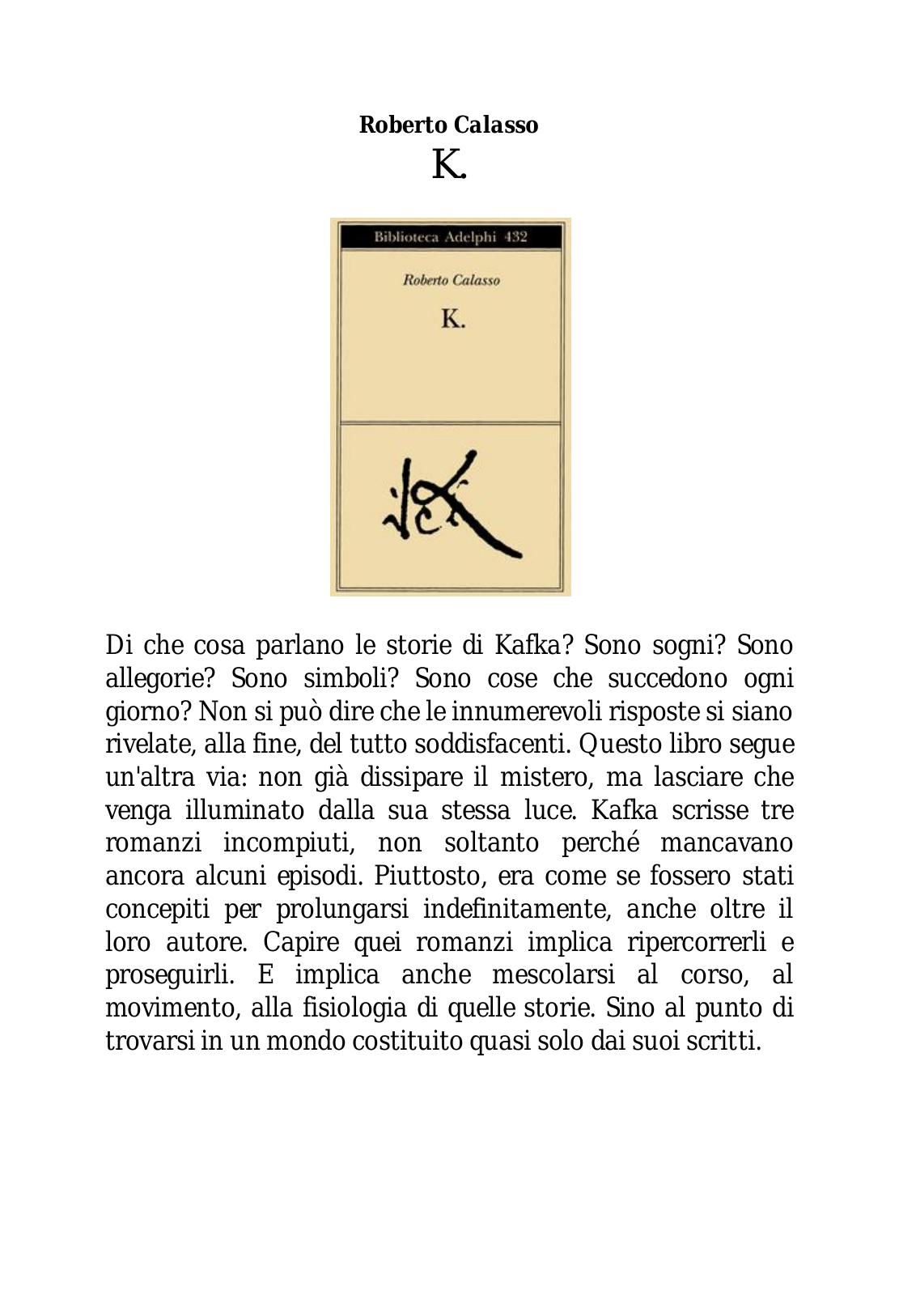 K. by Roberto Calasso