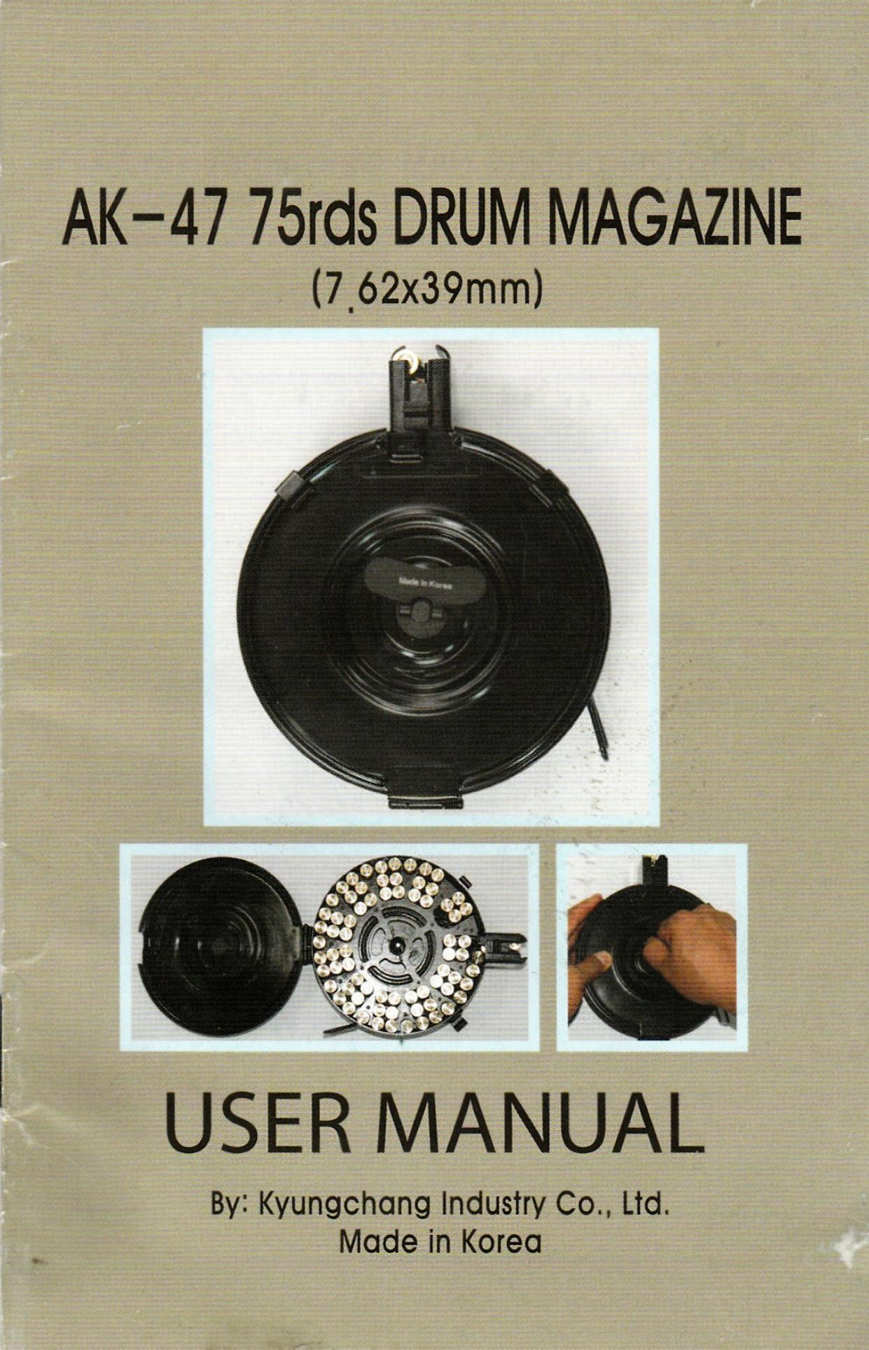 KCI AK-47 75rd Drum Magazine Manual - 7.62x39mm by KCI