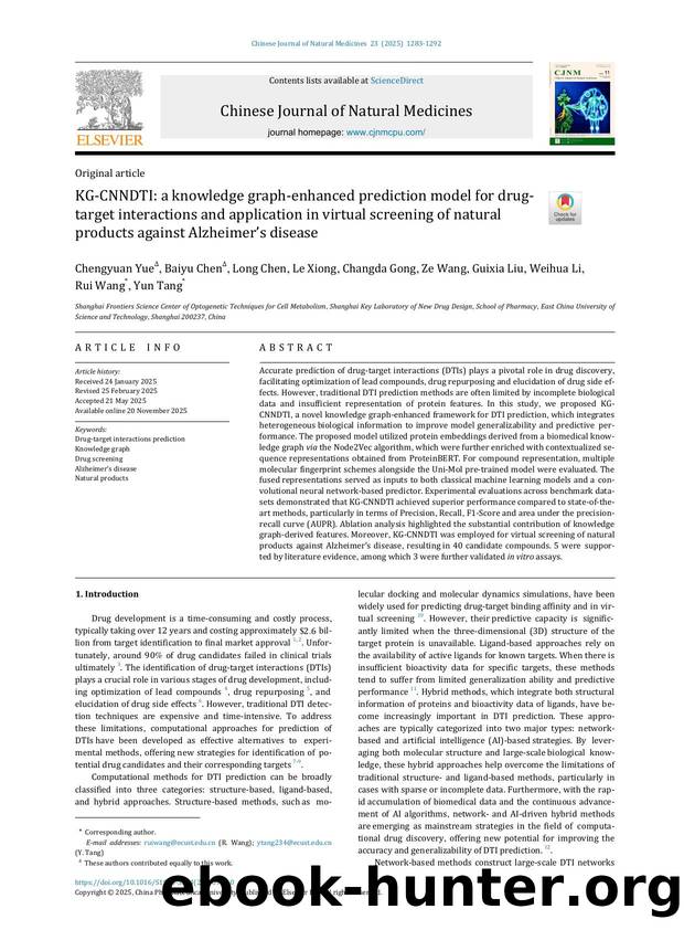 KG-CNNDTI: a knowledge graph-enhanced prediction model for drug-target interactions and application in virtual screening of natural products against AlzheimerÃ¢â¬â¢s disease by Chengyuan Yue