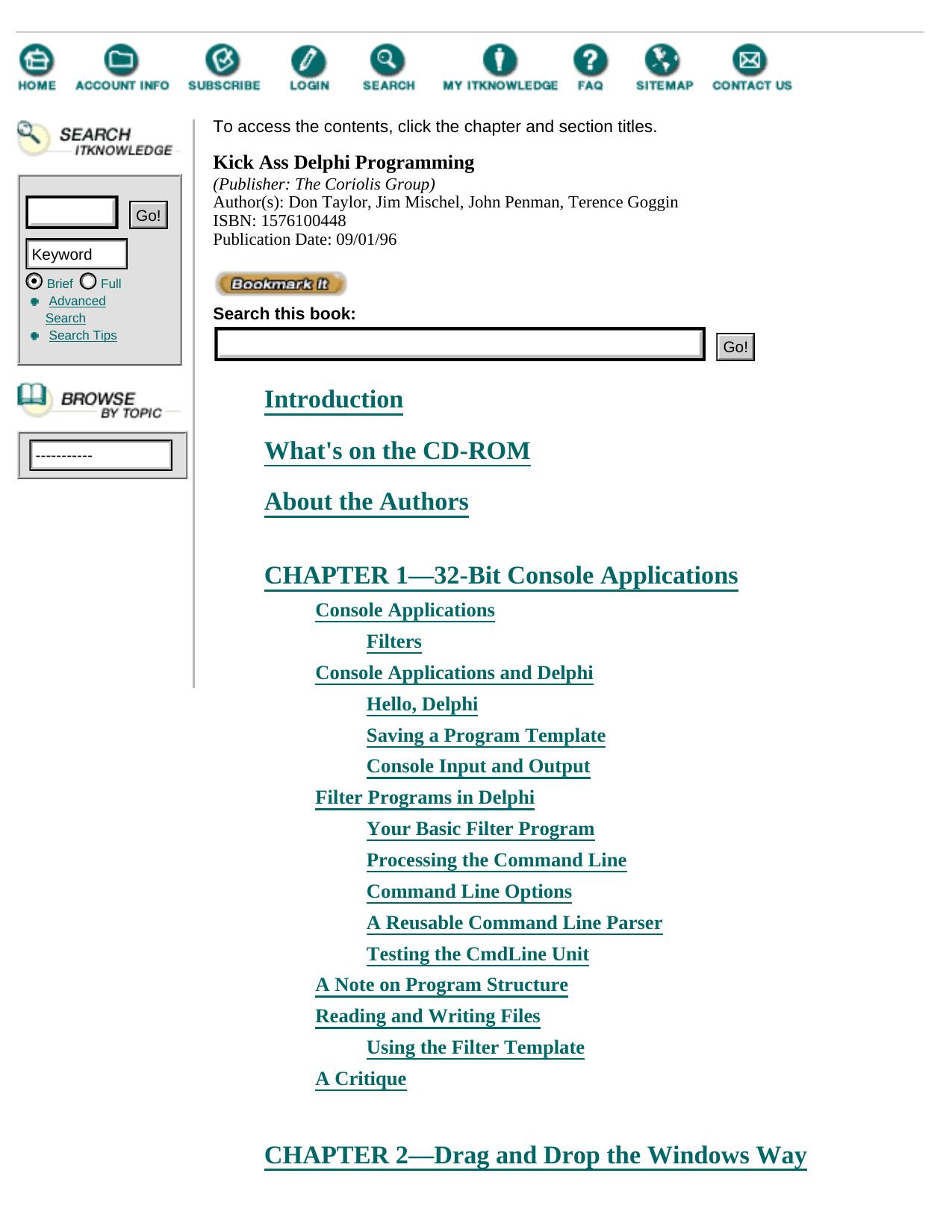 KICK ASS DELPHI PROGRAMMING - Table of Contents by Pdf) Kick Ass Delphi Programming