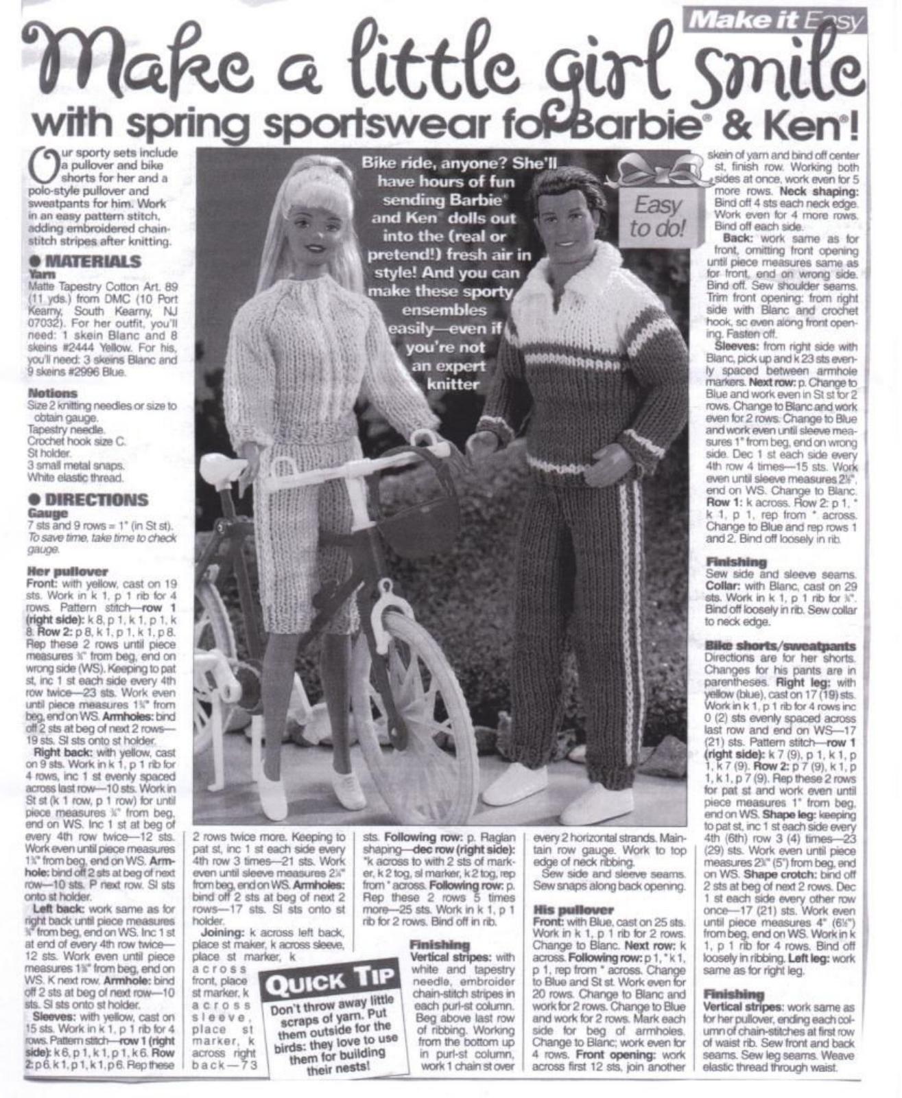 KNIT - Fashion Doll by Spring Sportswear for Barbie & Kent