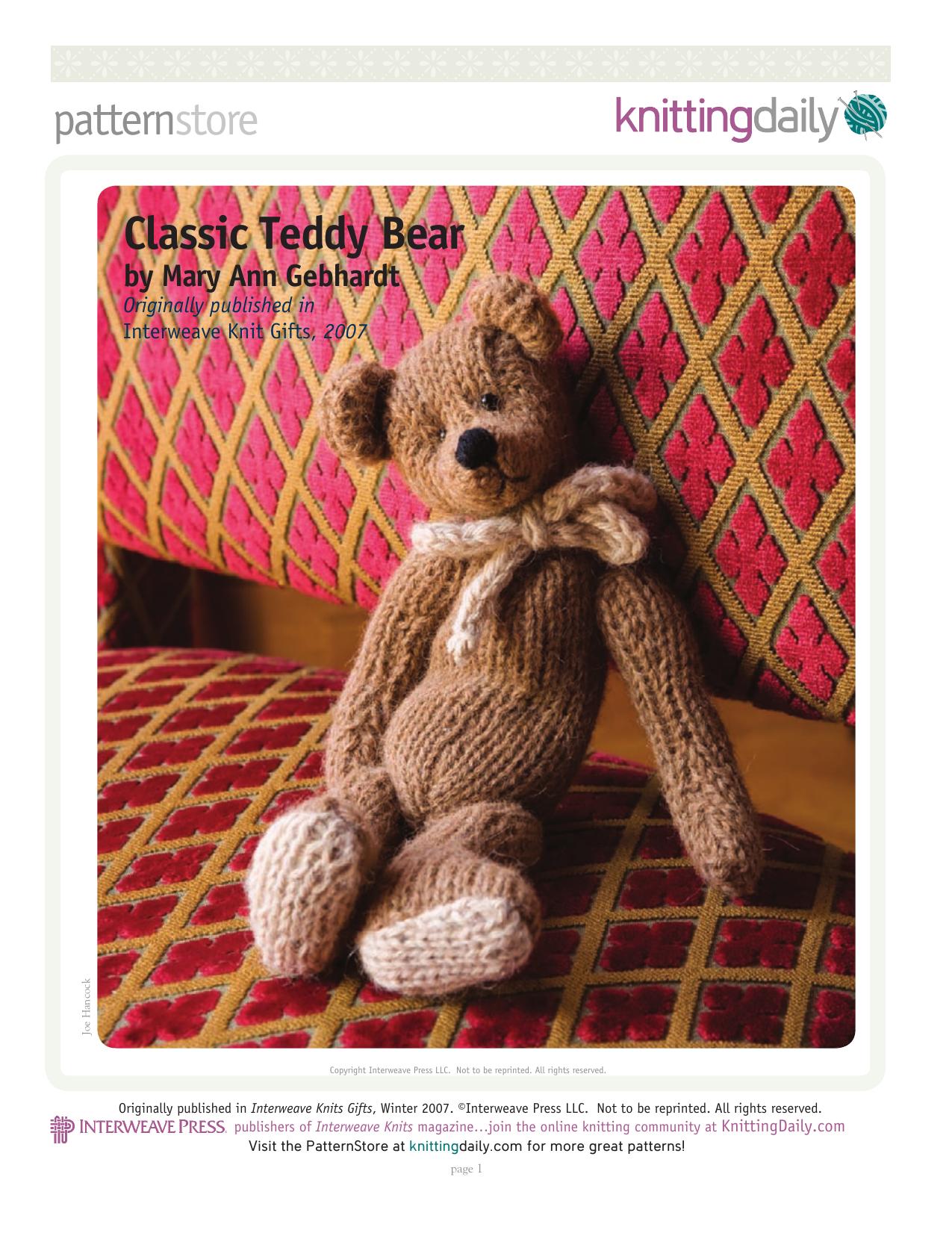 KNIT - Mary Ann Gehhardt by Classic Teddy Bear