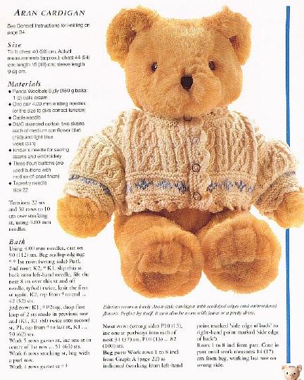 KNIT by Aran cardigan for teddy bear