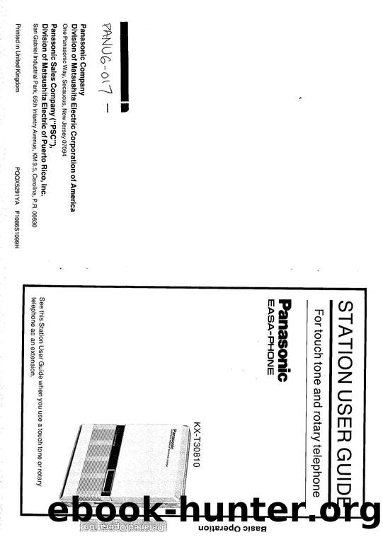 KX-T30810 Station User Guide 5291ya by EZ Manuals